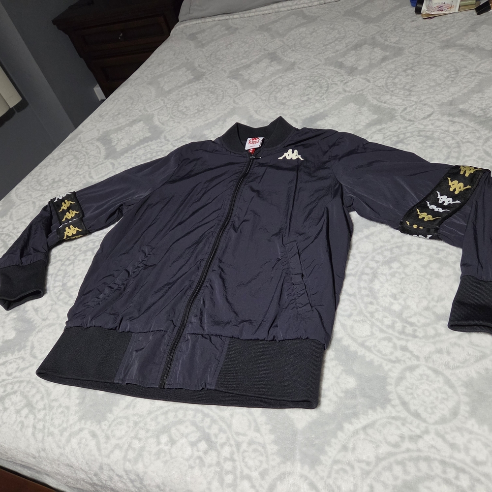 Kappa Black Logo Track Bomber Jacket with White Accents - Picture 2 of 5